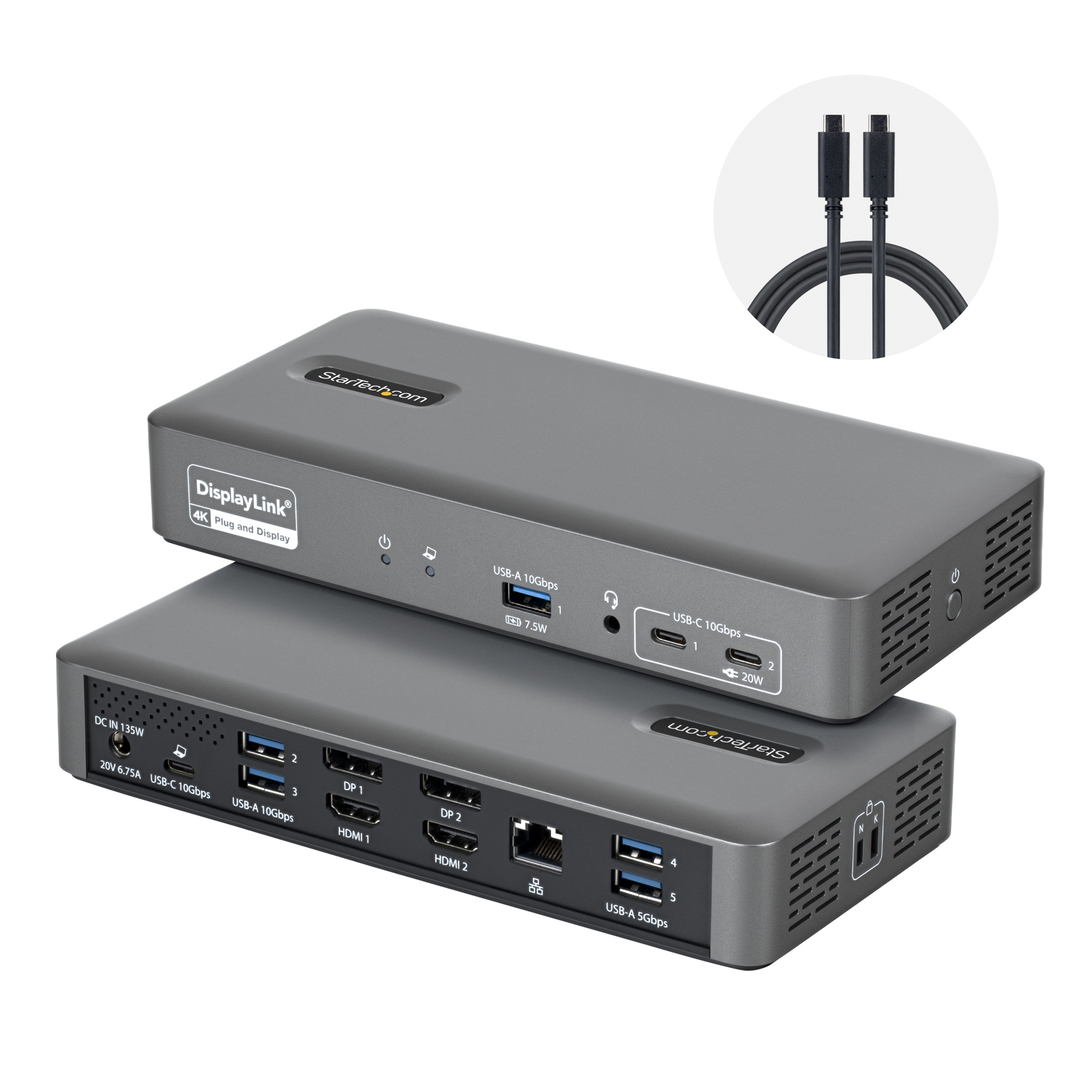 STARTECH ACCESSORIES Startech - Dockingstation - USB-C 3.2 Gen 2 - 2 x HDMI, 2 x DP - 1GbE - 96 watt - Europa, Großbritannien (194UE-USBC-SMARTDOCK)