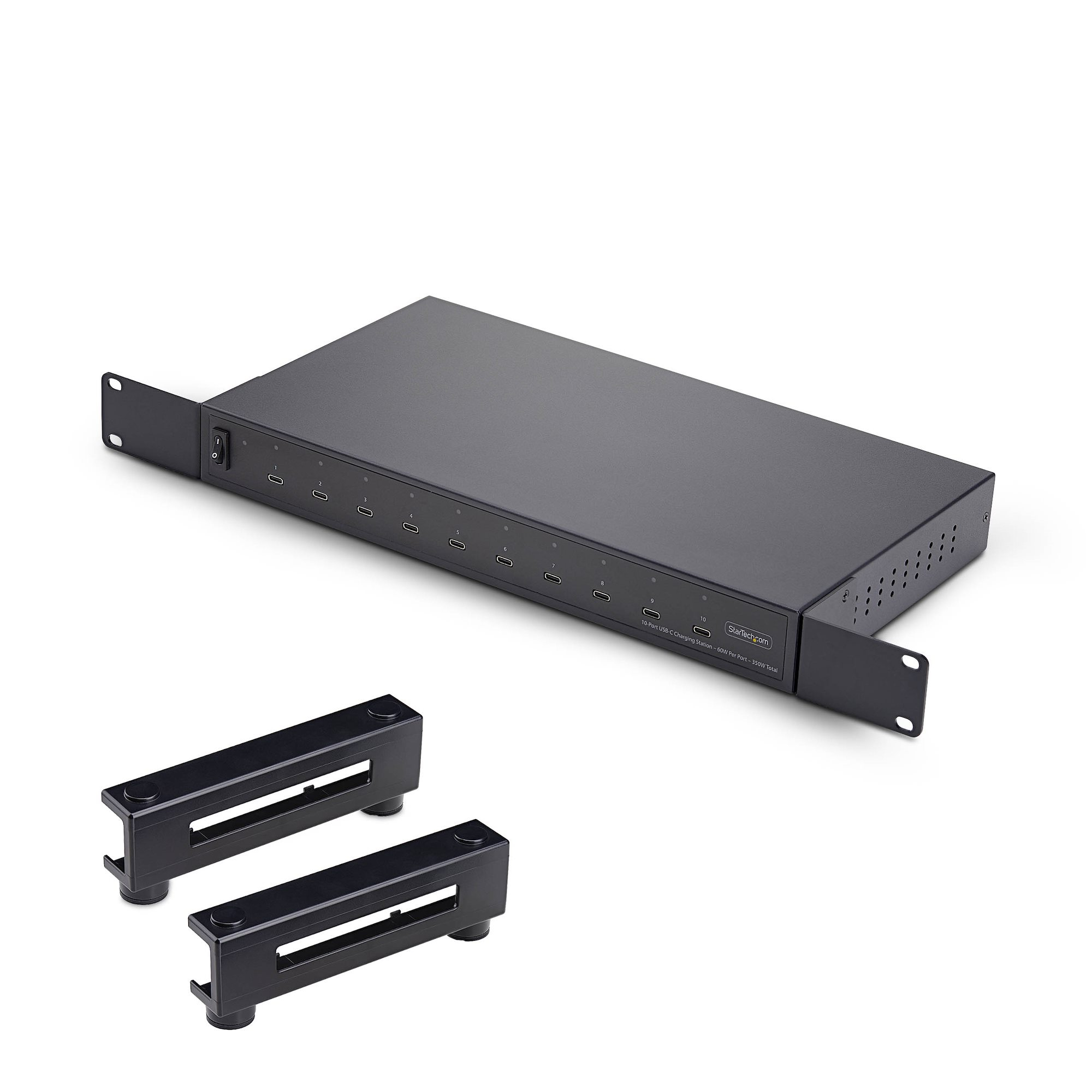 STARTECH.COM 10-Port USB-C Ladestation 60W pro Port 350W Gesamtleistung Multiport-Ladegerät USB C PD Ladehub fur Laptops TAA-Konform (10E-CHARGING-STATION)