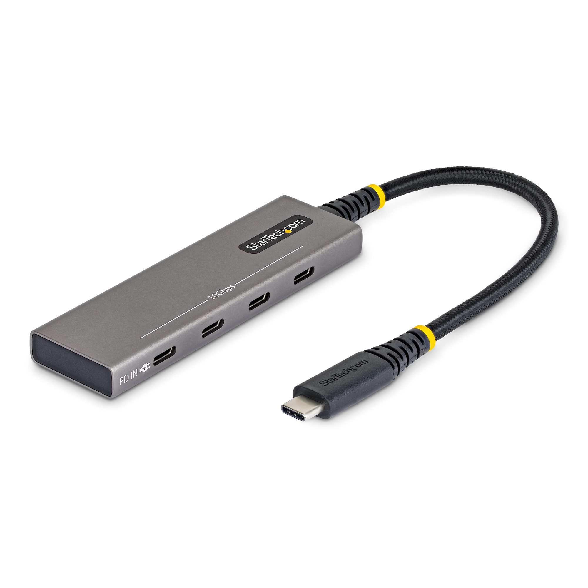 STARTECH.COM 4-Port USB-C Hub 10Gbps 100W Power Delivery 4x USB-C Ports Überstromschutz PCR-Aluminium für MacBook Dell ThinkPad HP (309B-USBC-HUB)