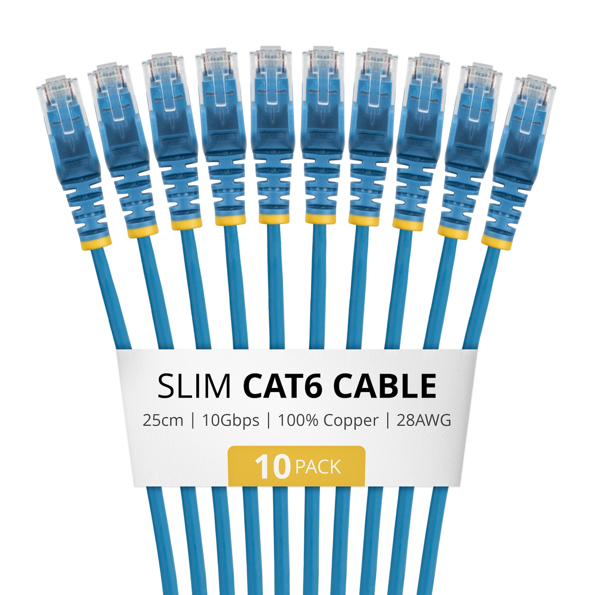 STARTECH 25CM BLUE SLIM CAT6 CABLE PACK . (N6PAT25CMBLS10PK)
