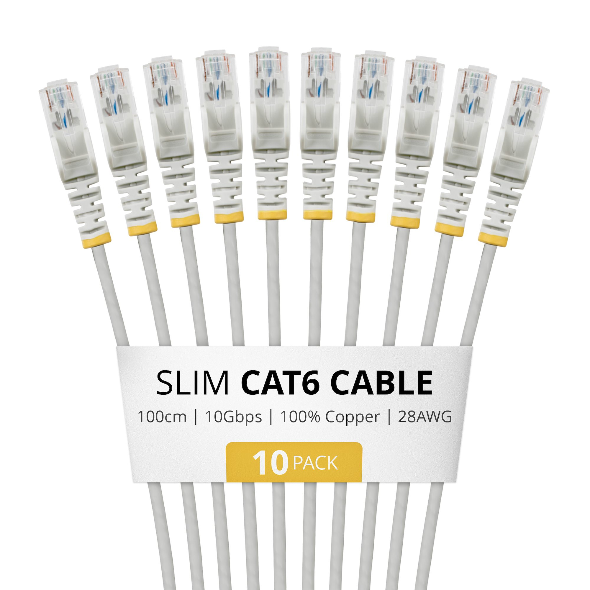 STARTECH 1M GRAY SLIM CAT6 CABLE PACK . (N6PAT100CMGRS10PK)