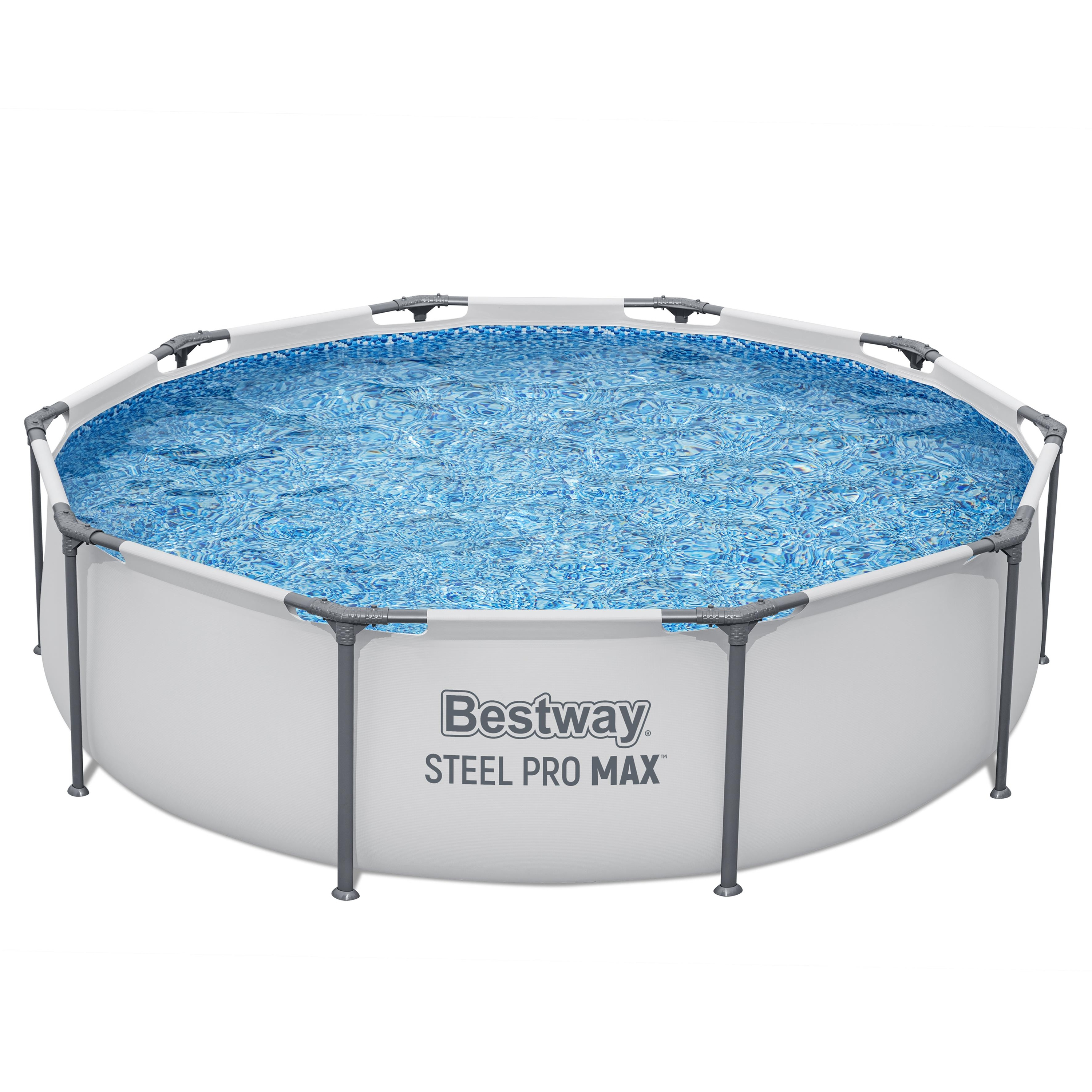 Bestway® Steel Pro MAX™ Frame Pool Set mit Filterpumpe Ø 305 x 76 cm, lichtgrau, rund