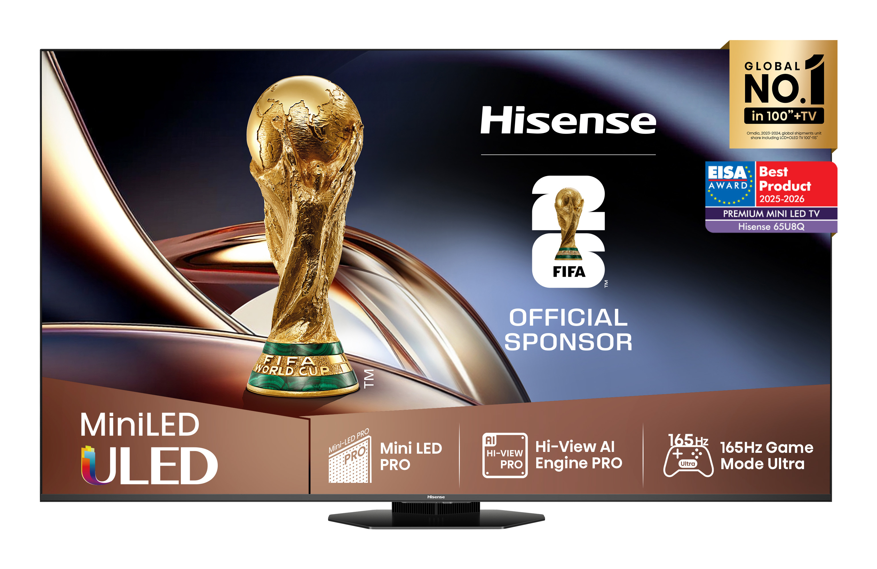 Hisense 65U8Q sw LED-TV Mini LED ULED UHD Multituner BT Smart Dolby Vision HDR [Energieklasse E] (20016068)