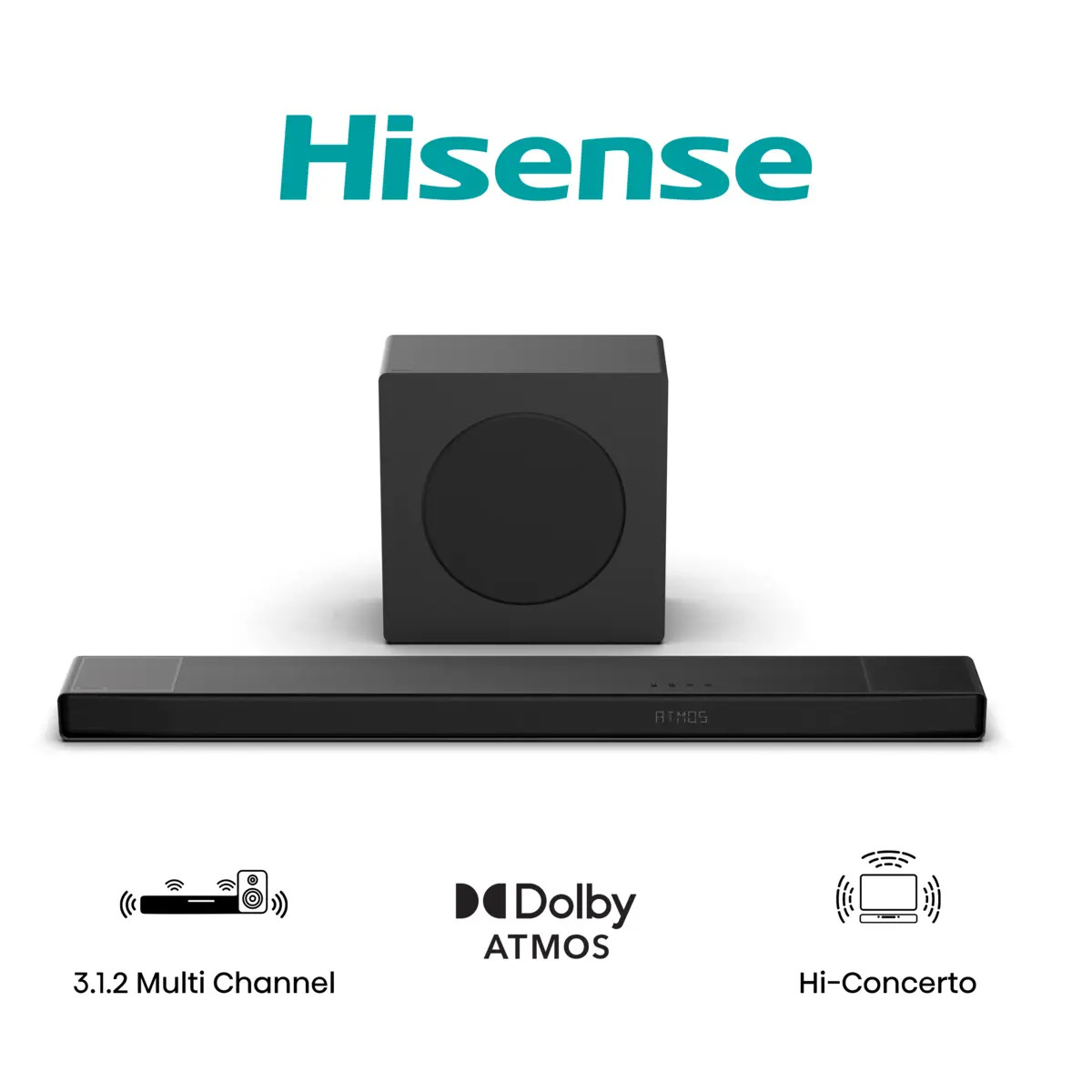 Hisense AX3120Q, Soundbar 3.1.2 CH, 2 Lautsprecher Up-Firing, Hi-Concerto, Dolby Atmos, DTS:X, (AX3120Q)
