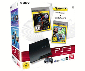 PS3 - Konsole Slim 160GB #schwarz + GT 5 + Little B.P.2 + Original Controller (mit OVP) (gebraucht)