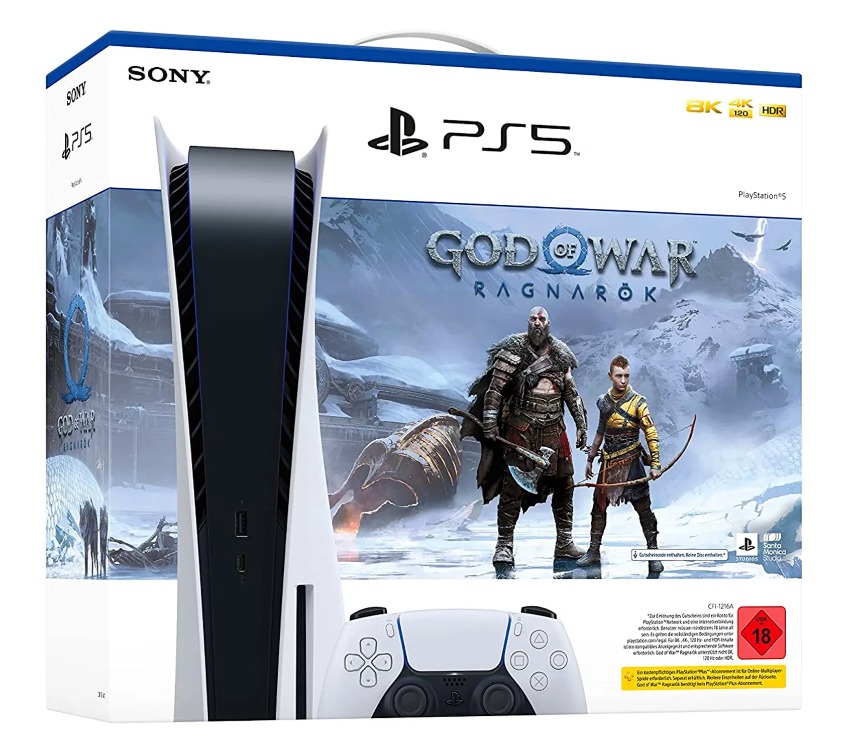 PS5 - Konsole Disc Edition 825GB #God of War Ragnarök Bundle + Spiel + Original Controller (mit OVP) (gebraucht) NEUWERTIG USK18