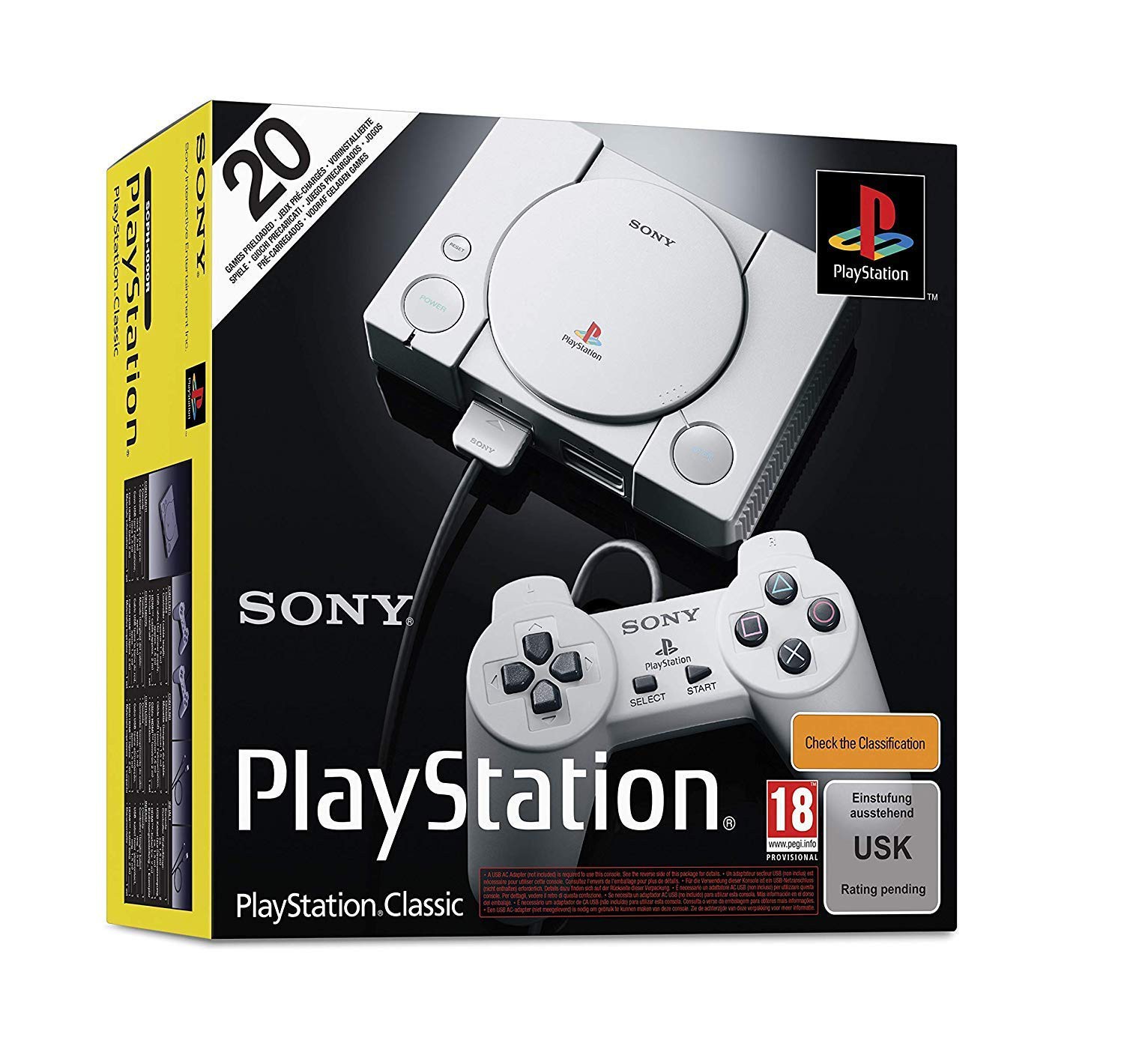 PS1 - PlayStation Classic Mini Konsole + 2 Original Classic Controller + 20 Spiele (DE Version) (mit OVP) (gebraucht) NEUWERTIG