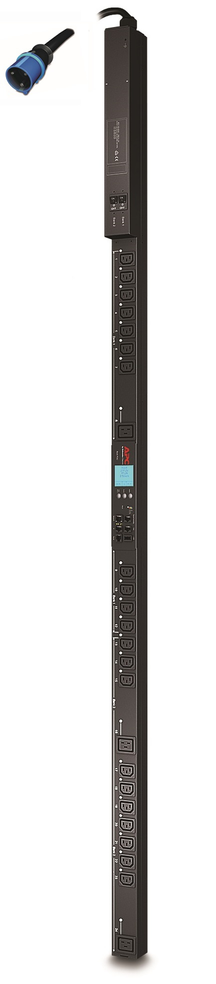 APC Switched Rack PDU 2G Zero U - Stromverteilungseinheit (Rack - einbaufähig) - Wechselstrom 200/208/230 V - Ethernet 10/100, RS-232 - Eingabe, Eingang IEC 60309 - Ausgangsanschlüsse: 24 - 0U - Schwarz - für P/N: SMX1500RMNCUS, SRT1000RMXLI, SRT1000
