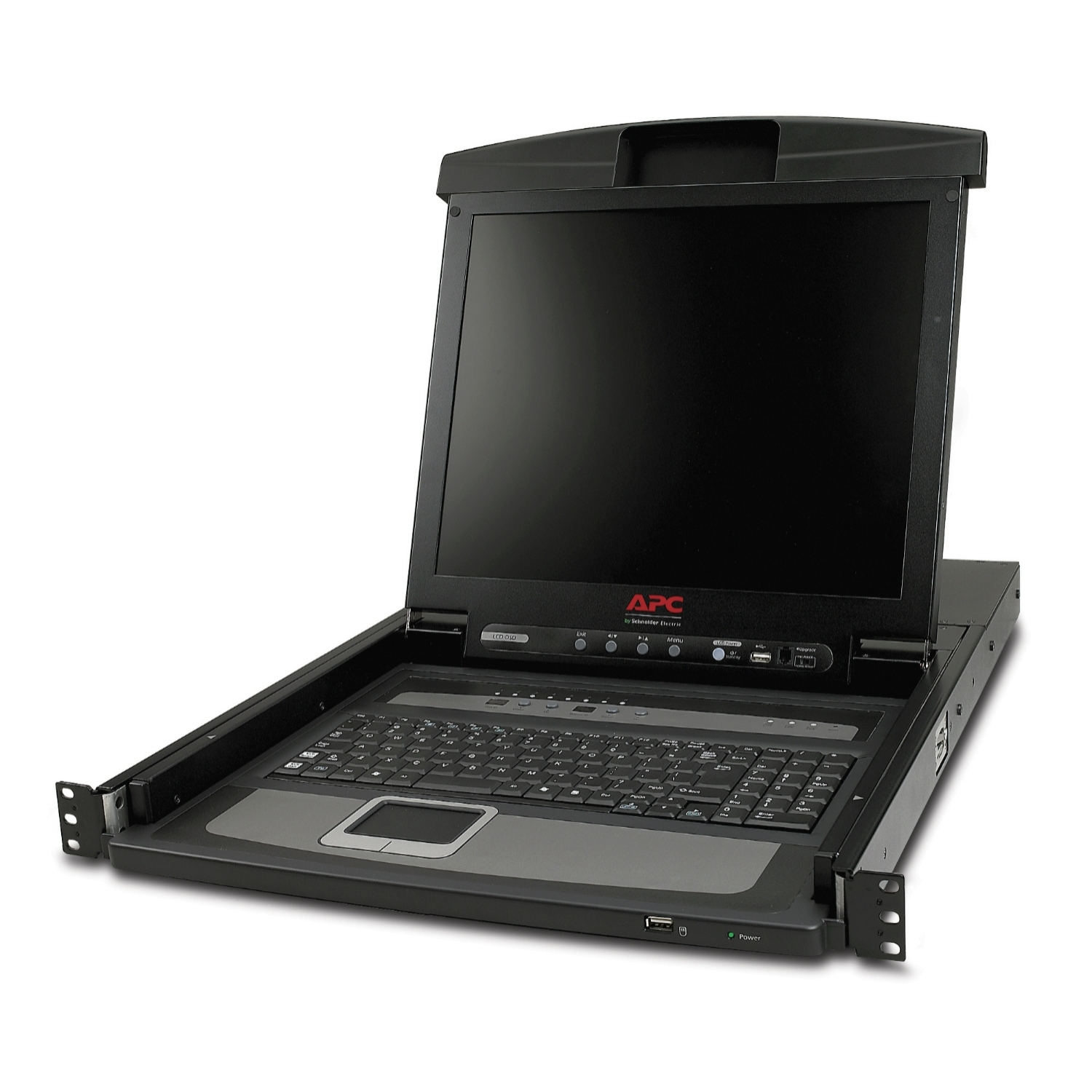 APC LCD Console - KVM-Konsole mit KVM-Switch - 8 Anschlüsse - PS/2 - 43,2 cm (17) - Rack - einbaufähig - VGA - Schwarz - 1U - für P/N: AR3106SP, SMX1000C, SMX1500RM2UC, SMX1500RM2UCNC, SMX750C, SMX750CNC, SRT5KRMXLW-TW (AP5808)