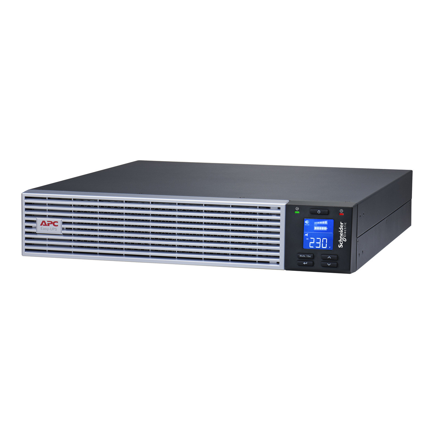 APC Easy UPS On-Line SRVL - USV (Rack - einbaufähig) - lithium-ion, intelligent card slot, with rail kit - Wechselstrom 230 V - 1800 Watt - 2000 VA - 1-phasig - 432 Wh - RS-232, USB - Ausgangsanschlüsse: 6 - PFC - 2U - Schwarz mit silberner Frontblen