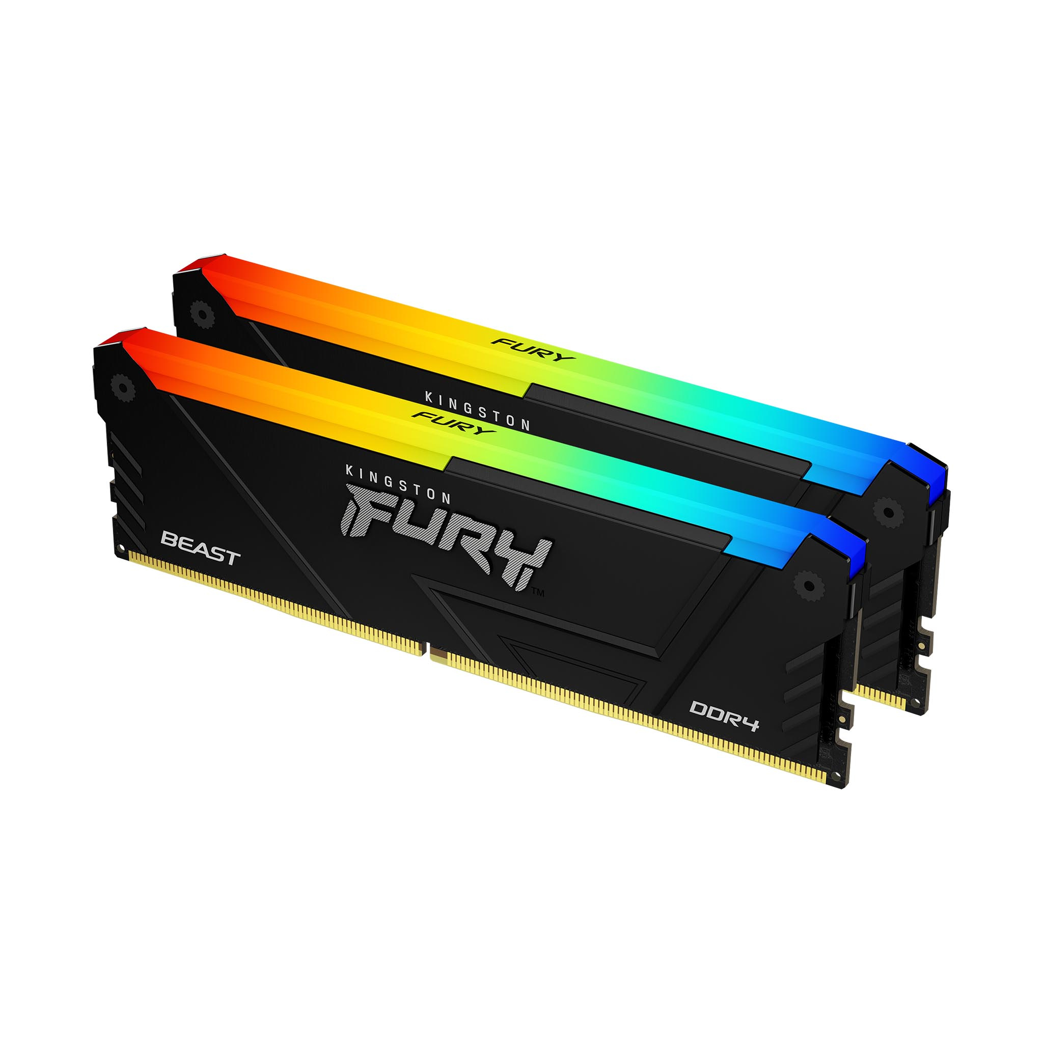 Kingston FURY Beast RGB - DDR4 - Kit - 64GB: 4 x 16GB - DIMM 288-PIN - 1600 MHz / PC4-25600 - CL16 - non-ECC - Schwarz (KF432C16BB12AK4/64)