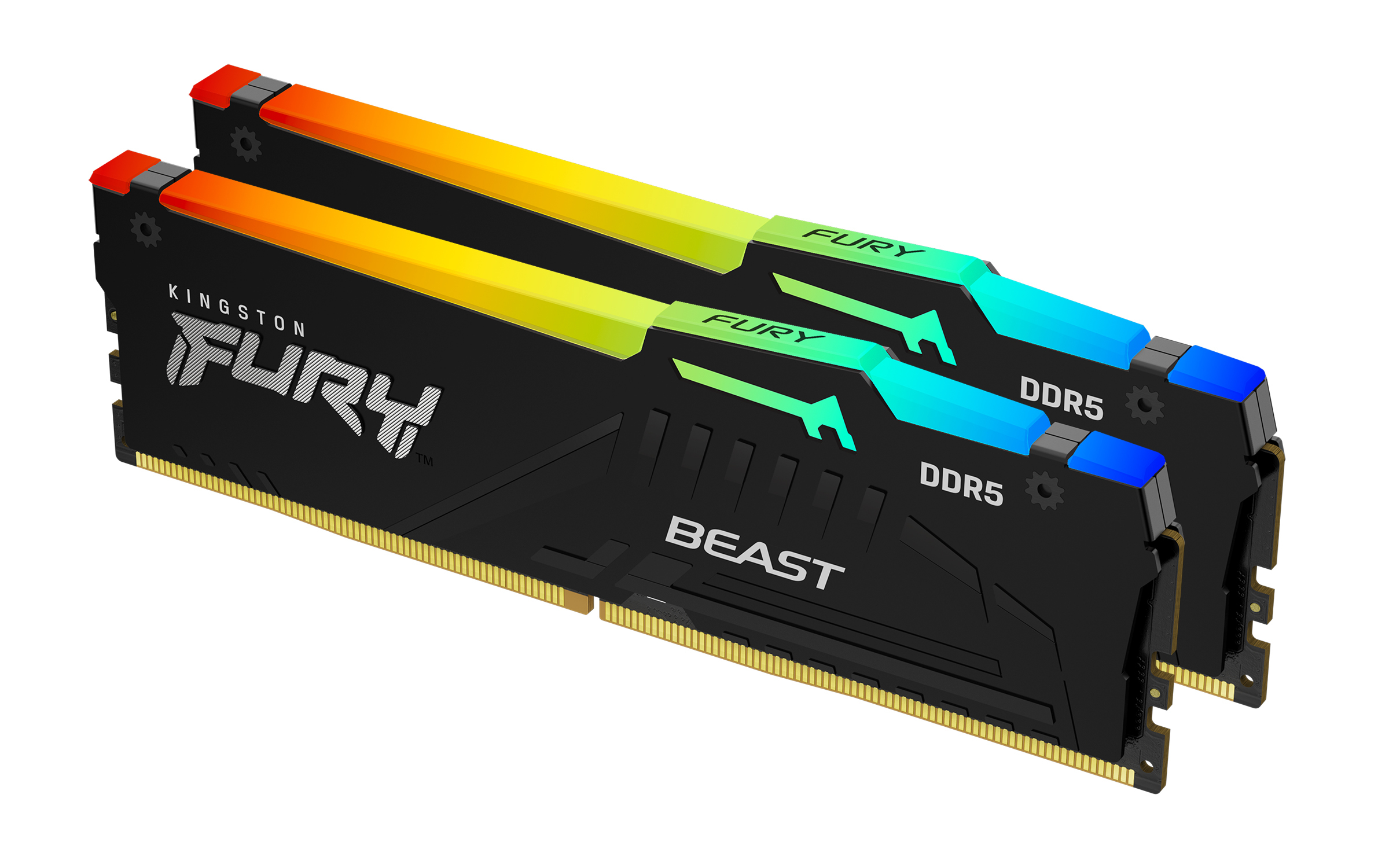 Kingston FURY Beast RGB - DDR5 - Kit - 16 GB: 2 x 8 GB - DIMM 288-PIN - 6000 MHz / PC5-48000 - CL30 - 1.4 V - ungepuffert - on-die ECC - Schwarz (KF560C30BBEAK2-16) - Sonderposten