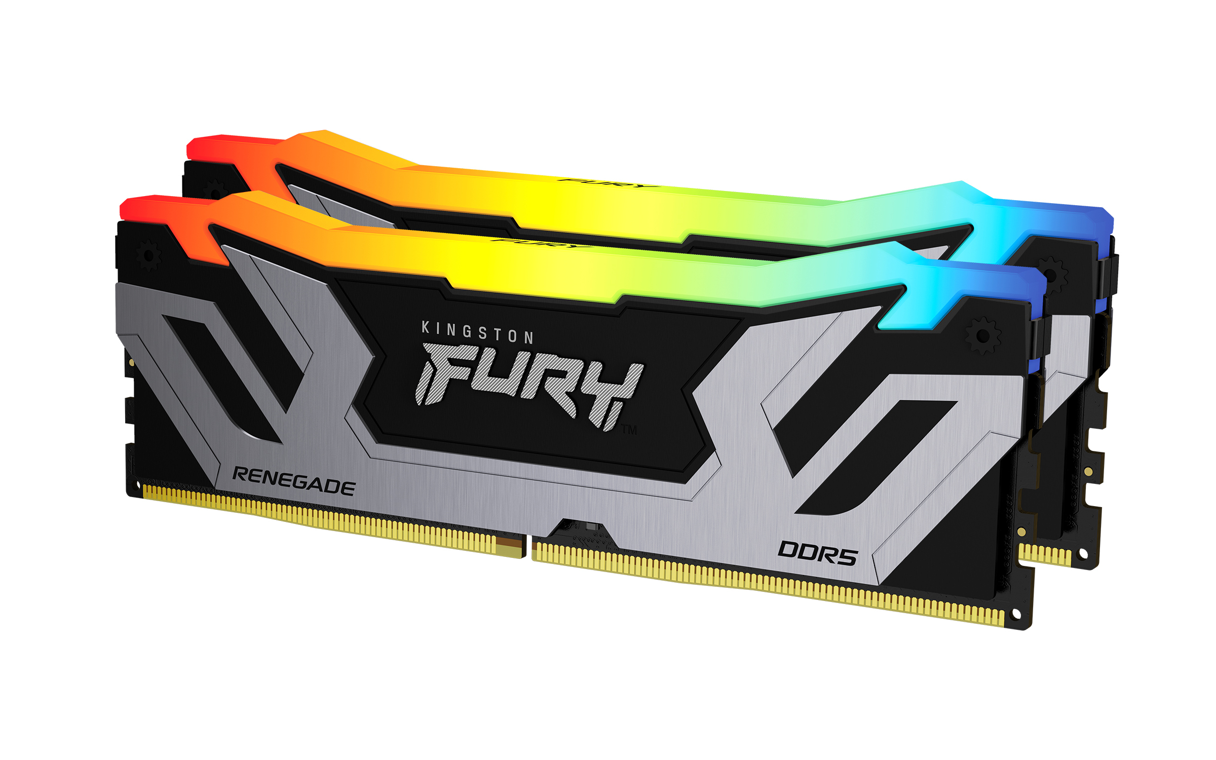 Kingston FURY Renegade RGB - DDR5 - Kit - 48 GB: 2 x 24 GB - DIMM 288-PIN - 4200 MHz / PC5-67200 - CL40 - 1.45 V - ungepuffert - on-die ECC - schwarz & silber (KF584CU40RSAK2-48)