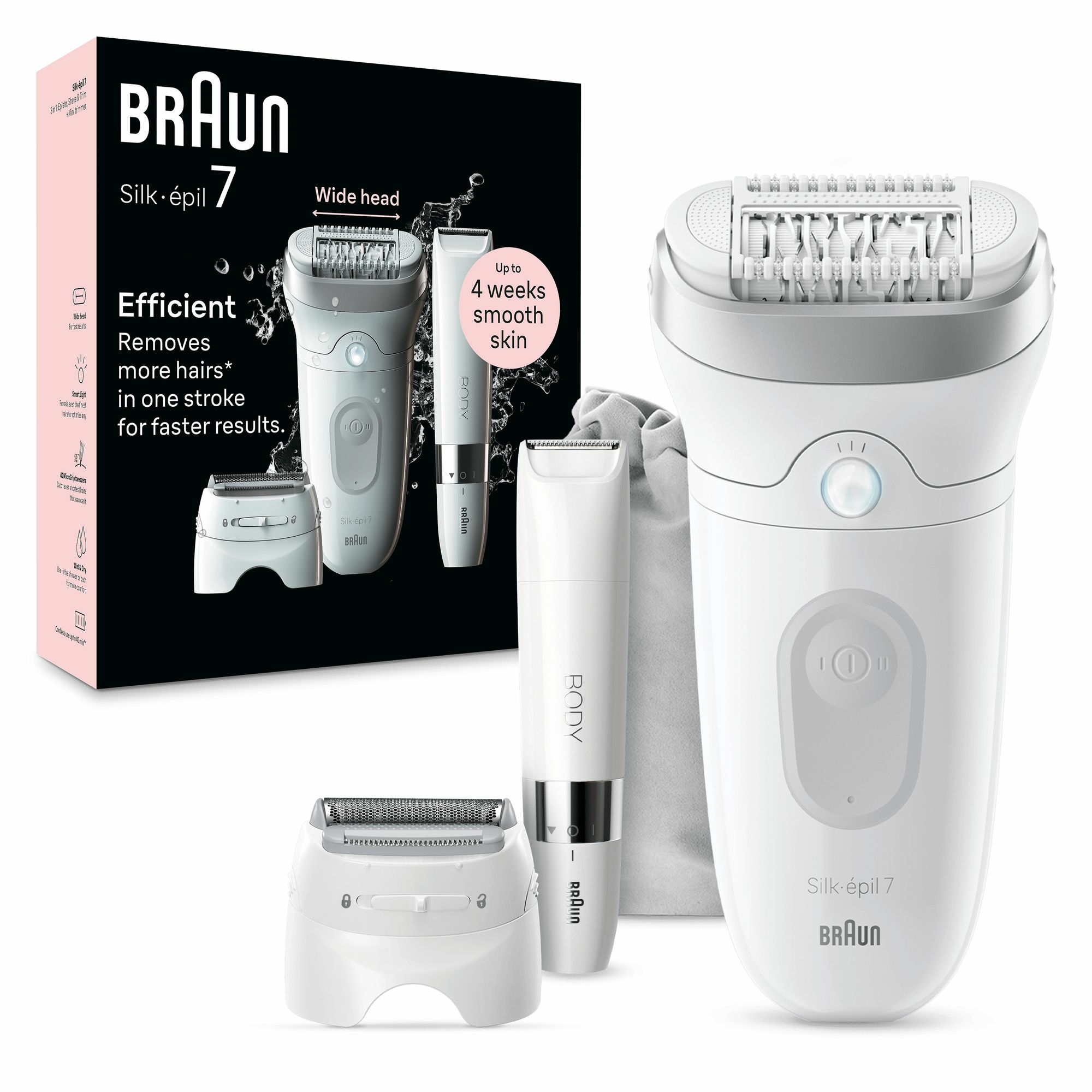 Braun Silk-épil 7 7-441 - Silber - Weiß - 40 Pinzette - MicroGrip - 0,5 mm - Akku - Integrierte Batterie (7-441)