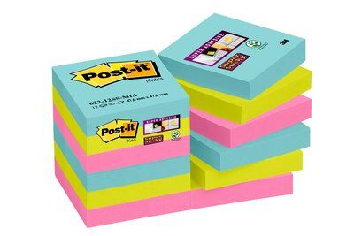 Haftnotiz Super Sticky Notes - 48 x 48 mm, 12x 90 Blatt Miami Collection