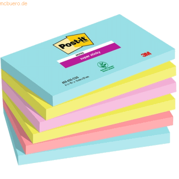 Post-it® Super Sticky Notes Cosmic 655-6SS-COS, 127 x 76 mm, farbig, 6 Blöcke á 90 Blatt