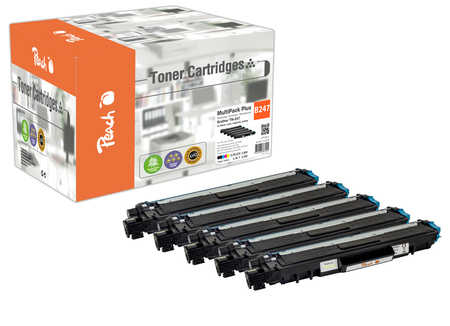 Peach B247  5 Toner XL (2*bk, c/m/y) ersetzt Brother TN-247 für z.B. Brother MFCL 3750 CDW, Brother DCPL 3550 CDW, Brother HLL 3210 CW (wiederaufbereitet)
