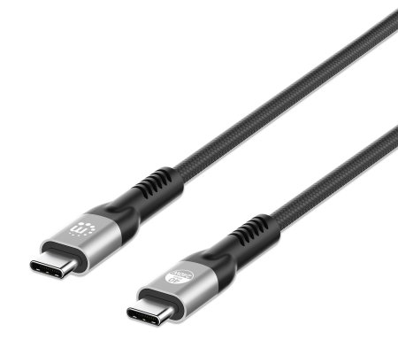 MANHATTAN USB4 / Thunderbolt 4 Typ C 40 Gbit/s 8K Video und 240 W EPR Ladekabel / PD 3.1 USB-C-Stecker auf USB-C-Stecker, 1 m, USB4 Gen 3x2, 8K@60Hz Single-Display / 4K@60Hz Dual-Display, Thunderbolt 3-kompatibel, Power Delivery 3.1, abwärtskompatibe