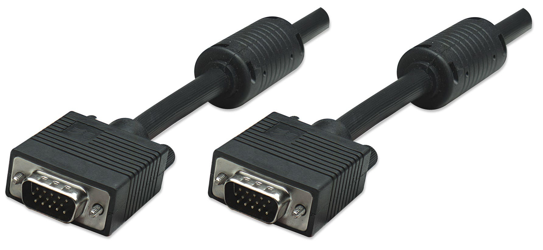MANHATTAN SVGA Monitorkabel mit Ferritkern HD15 Stecker auf HD15 Stecker, Schwarz, 15 m (372183)