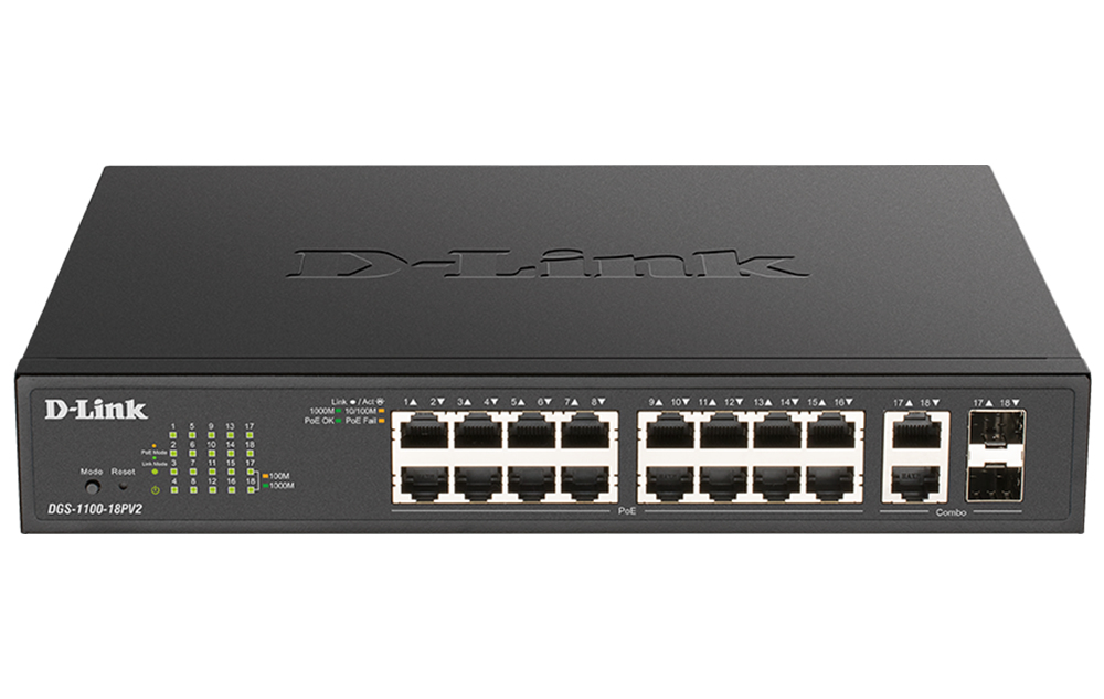 D-Link D-Link DGS-1100-18PV2 18-Port PoE+ Gigabit Smart Manag. Switch