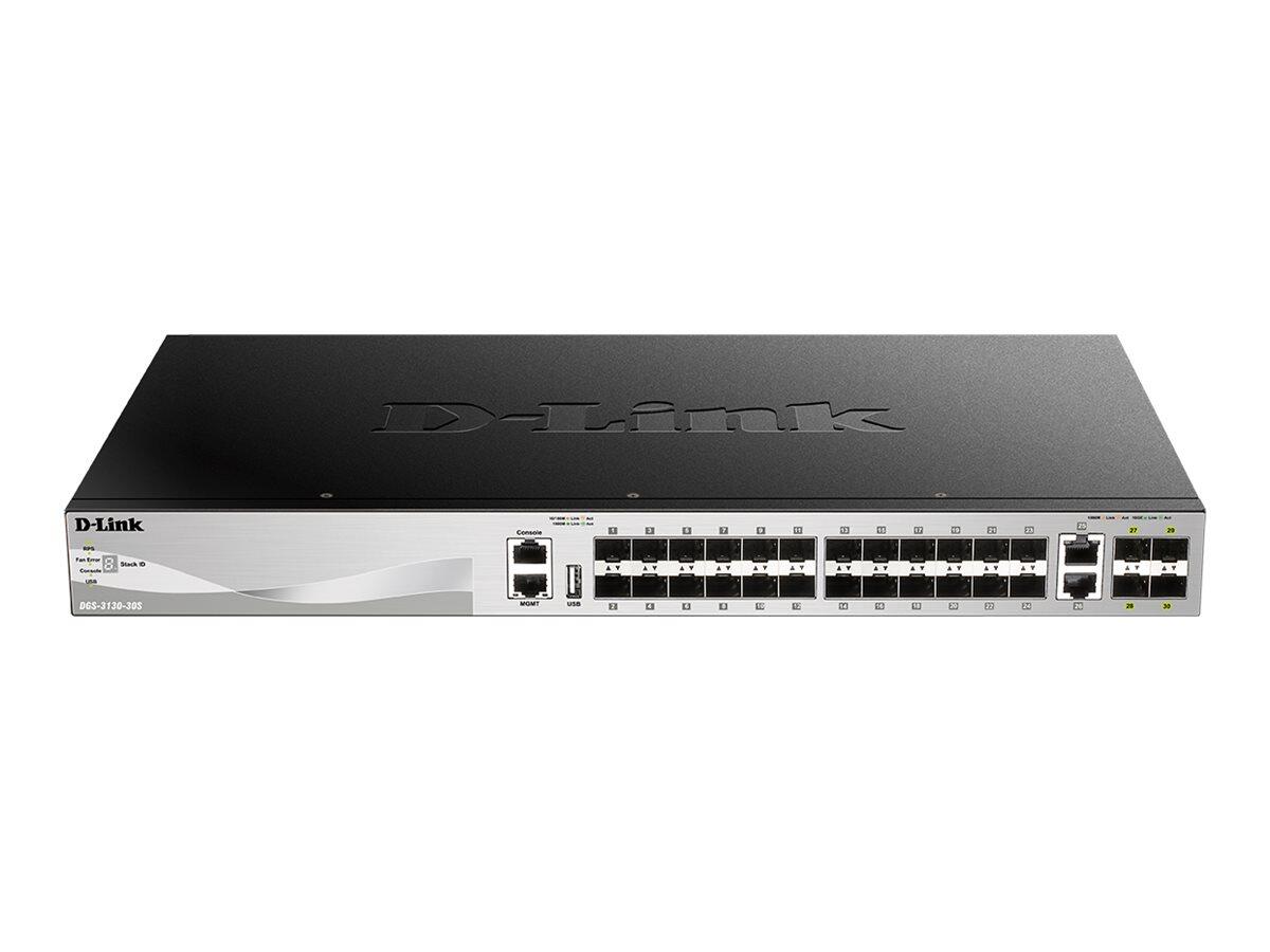 D-Link DGS-3130-30S/E, 30-Port Layer 3 Fiber Gigabit Stack Switch (SI)