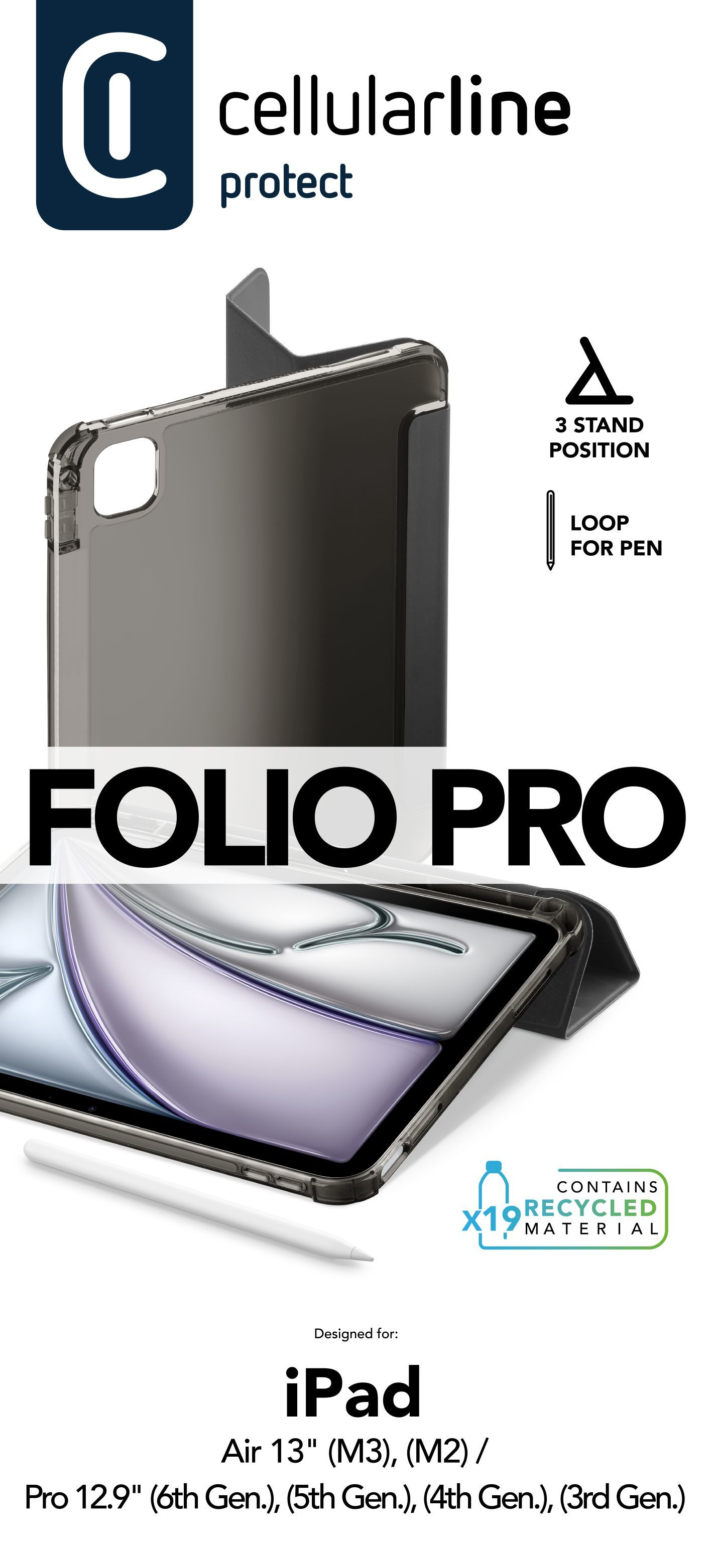 Folio Bookcase Tablet-Cover mit Stand für iPad Air 13" schwarz