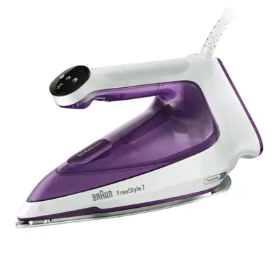 BRAUN FI 7215 VI FreeStyle 7 Dampfbügeleisen (2.000 W, EloxalPlus, FreeGlide 3D, 0?50 g/min, 230 g/min Dampfstoß, 350 ml Wassertank, 2,5 m Kabel, Easy CalcClean, Anti-Tropf-System)