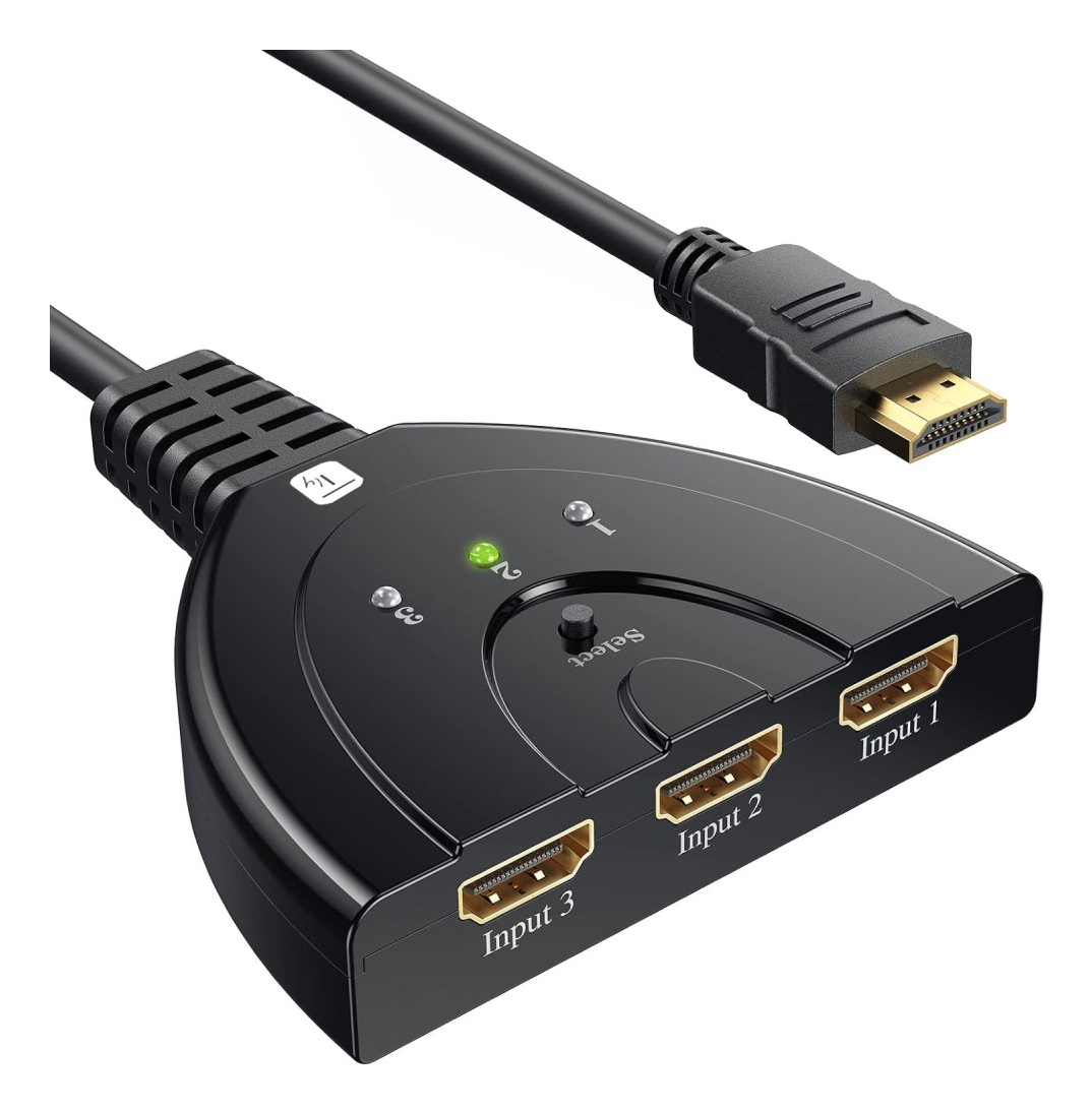 Kompakter 3-port HDMI Switch, 8K@60Hz 0,50m, schwarz, 3xIN/1xAUT Hersteller: Techly (IDATA-HDMI-3F8K)