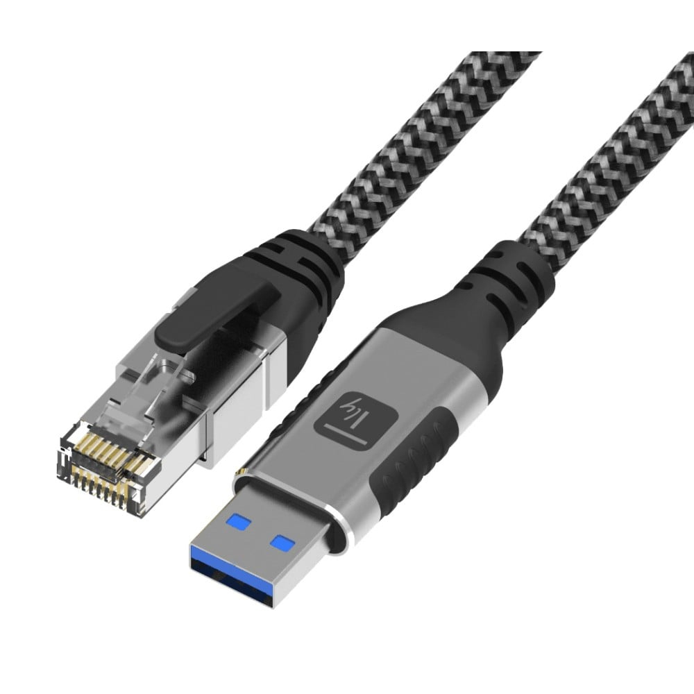 USB 3.0 Ethernet-Kabel, A/M zu RJ45/M, 3m 1 Gbit/s aktiv schwarz/silber Hersteller: Techly (ICOC-U3A-RJ45-030)