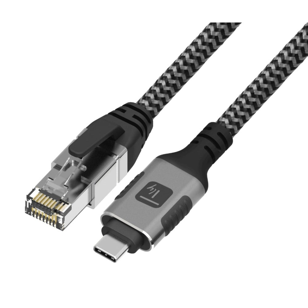 Techly USB 3.2 Type-C Ethernet-Kabel ICOC-U3C-RJ45-075 7,5 m Gigabit aktiv schwarz/silber