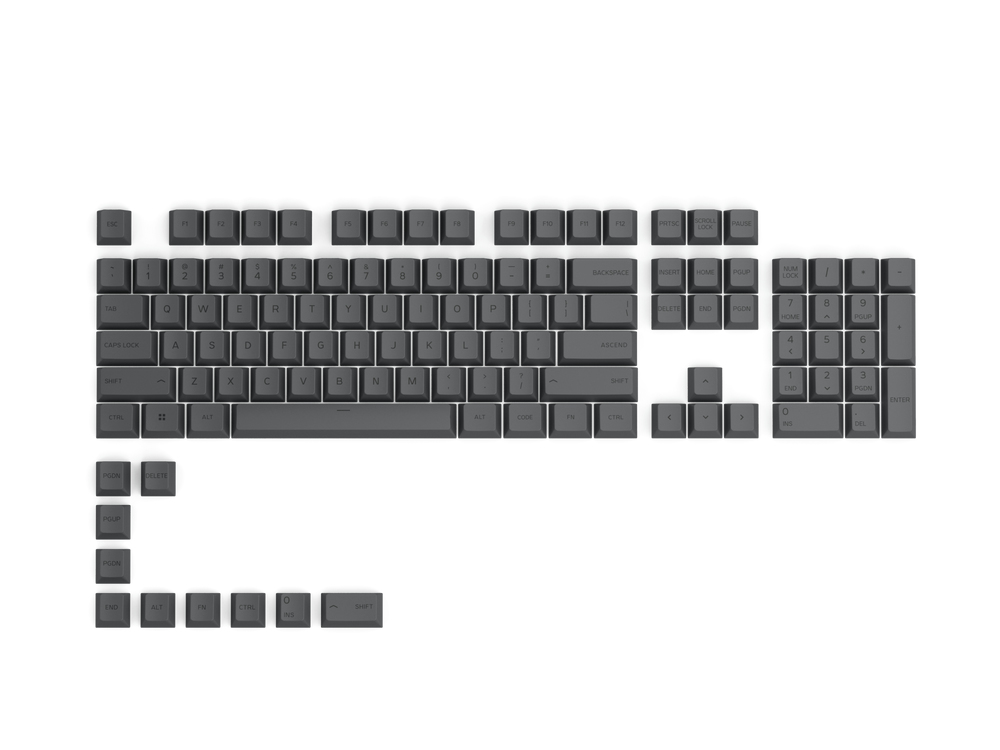 Glorious GPBT Keycaps - 115 PBT Tastenkappen, ISO, ES-Layout, Black Ash (GLO-KC-GPBT-B-ES)
