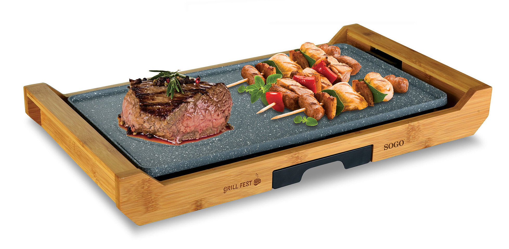 SOGO Elektronischer Grill mit Bambus Tablett