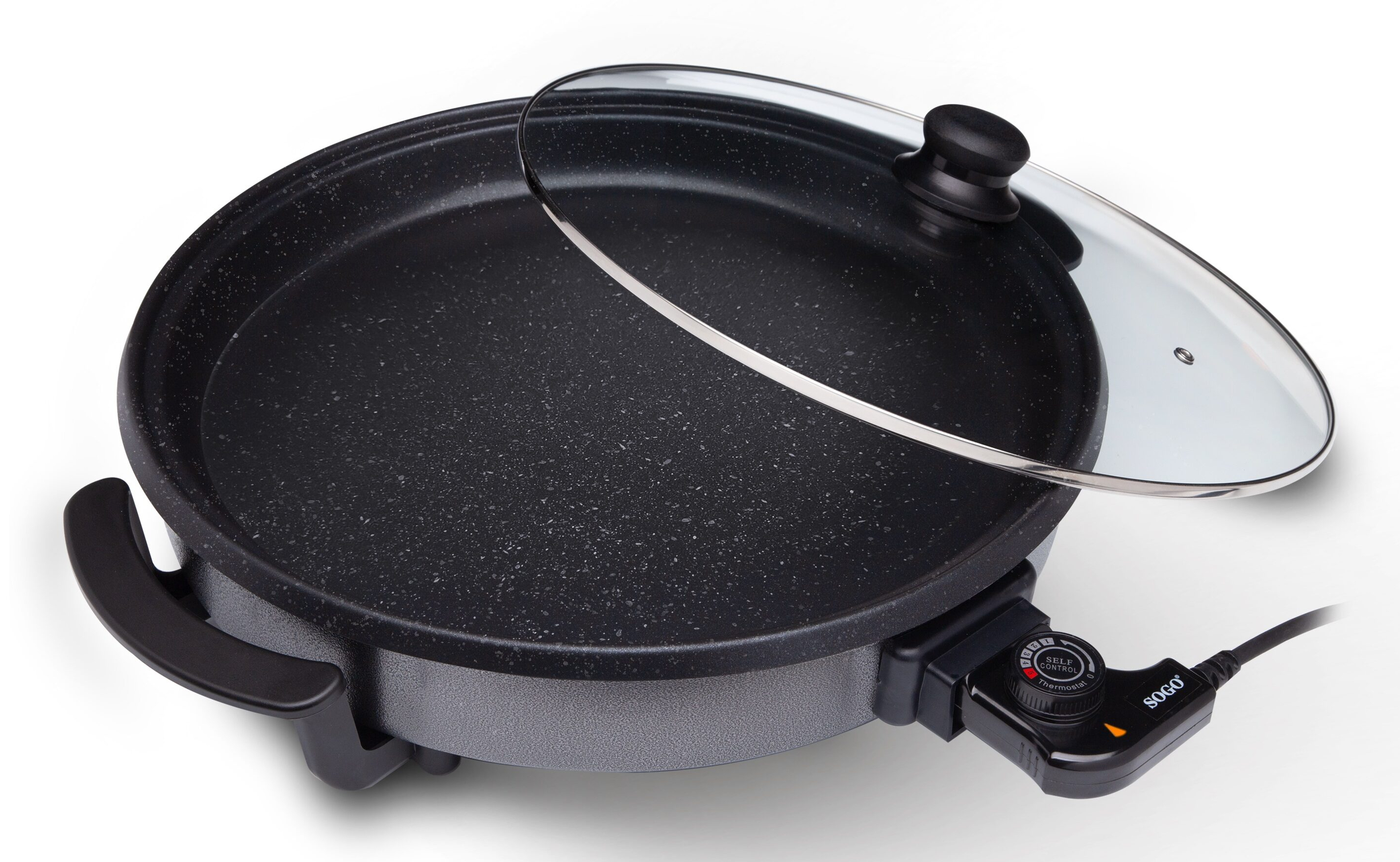 SOGO Elektrischer Multitopf mit Glasdeckel, 42cm, 1500W