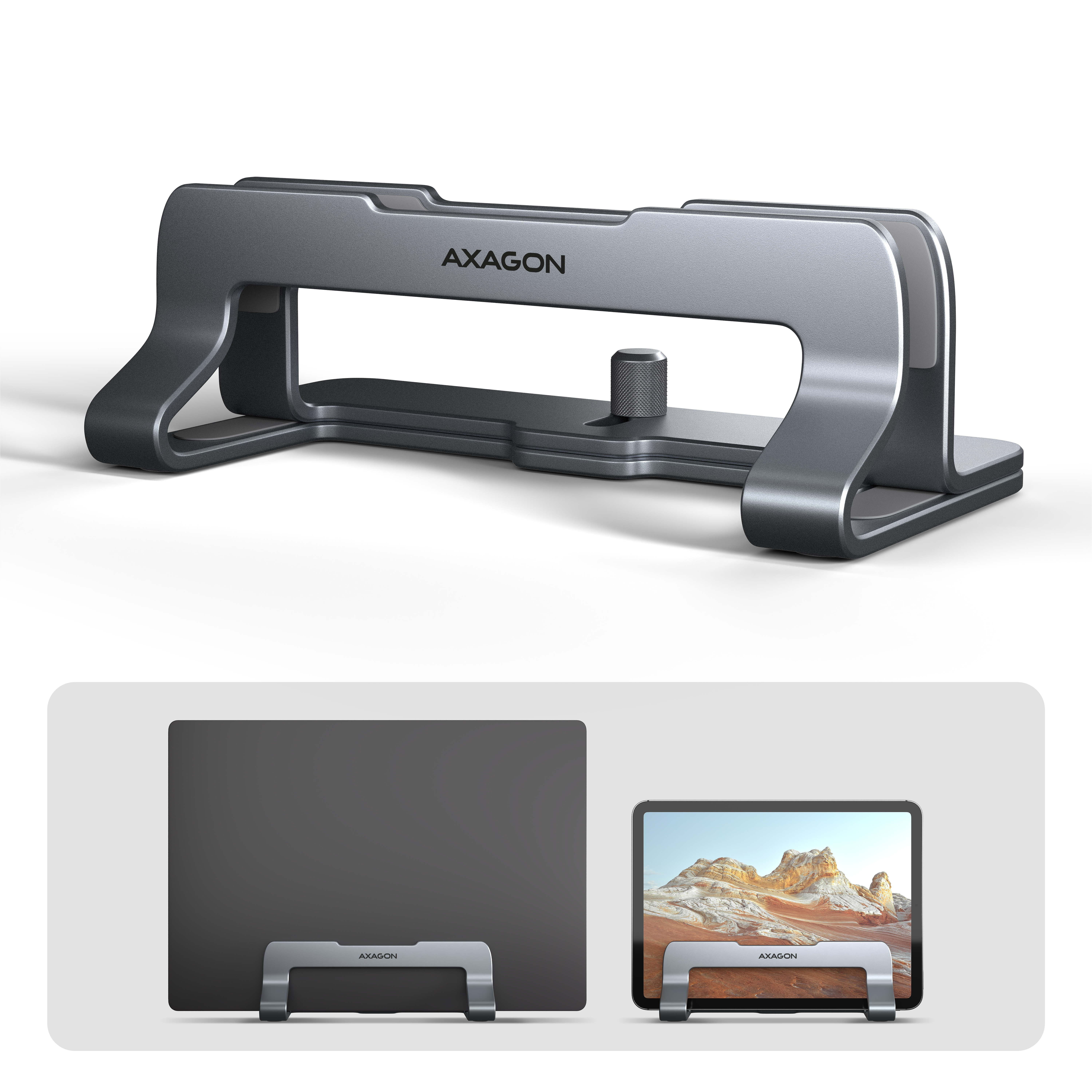 AXAGON STND-VG Vertikaler Laptop-Staender einstellbare Breite Aluminium (STND-VG)