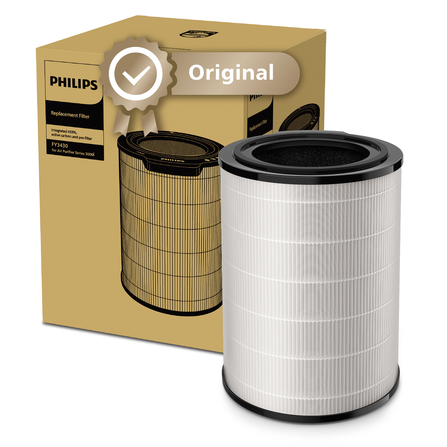 Philips Nano Protect-Filter. Breite: 155 mm, Tiefe: 245 mm, Höhe: 318 mm. Verpackungsbreite: 256 mm, Verpackungstiefe: 256 mm, Verpackungshöhe: 330 mm (FY3430/30)