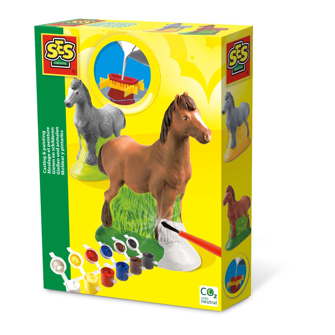 SES Creative® Gipsgießen-Set Pferd mehrfarbig