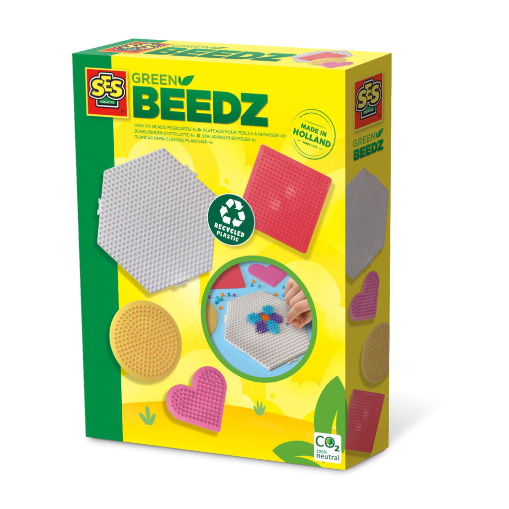 SES Creative® Bügelperlen Stiftplatten Set GREEN BEEDZ mehrfarbig