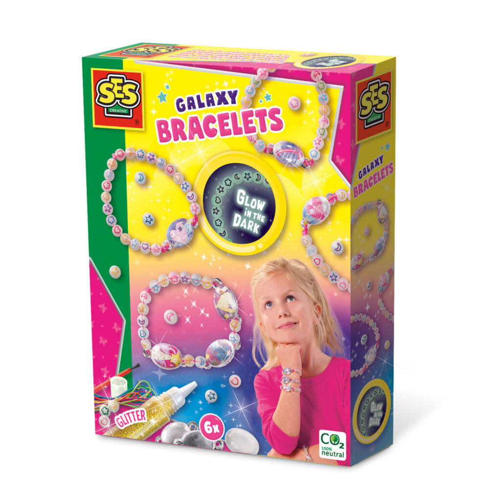 SES Creative® Schmuck-Basteln-Set Armbänder Galaxy mehrfarbig