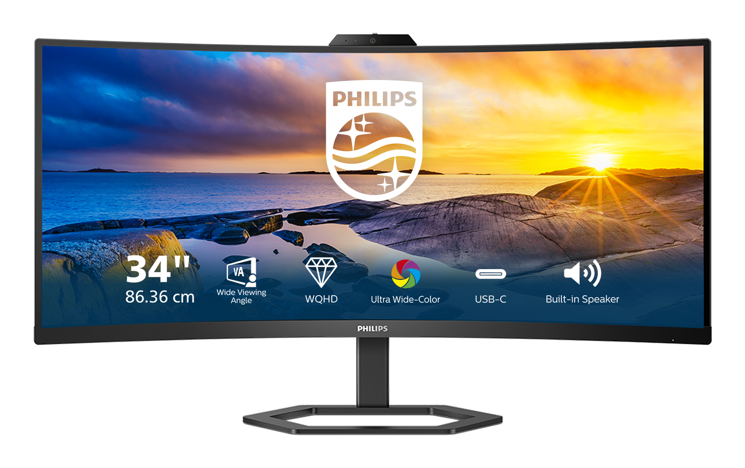 Philips 34E1C5600HE 86.4 cm (34) UWQHD Monitor 86.4 cm (34) 21:9 Curved, VA-Panel (matt) [Energieklasse G] (34E1C5600HE/00)