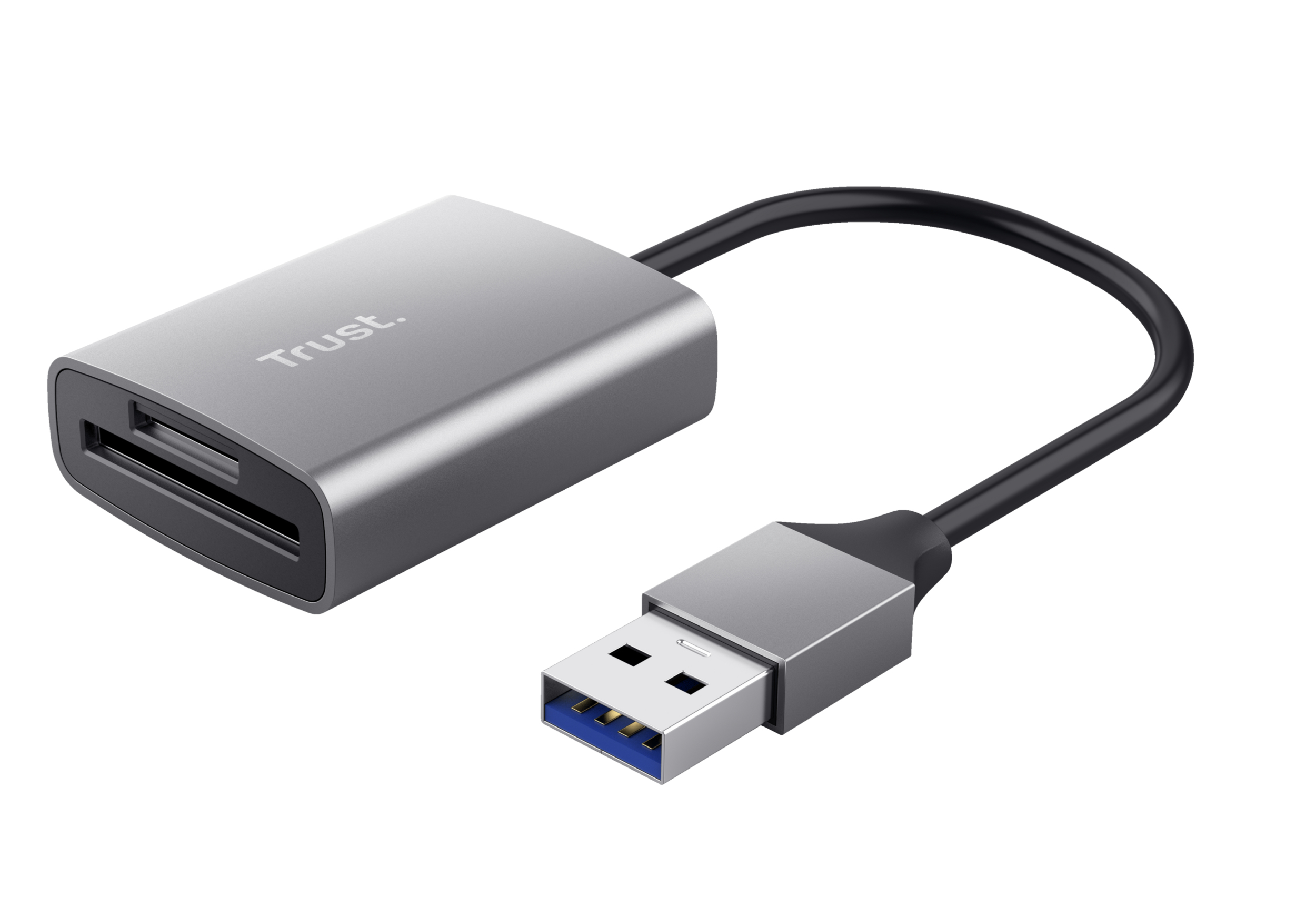 Trust Dalyx Schnelles USB-Kartenlesegerät aus Aluminium - Silber