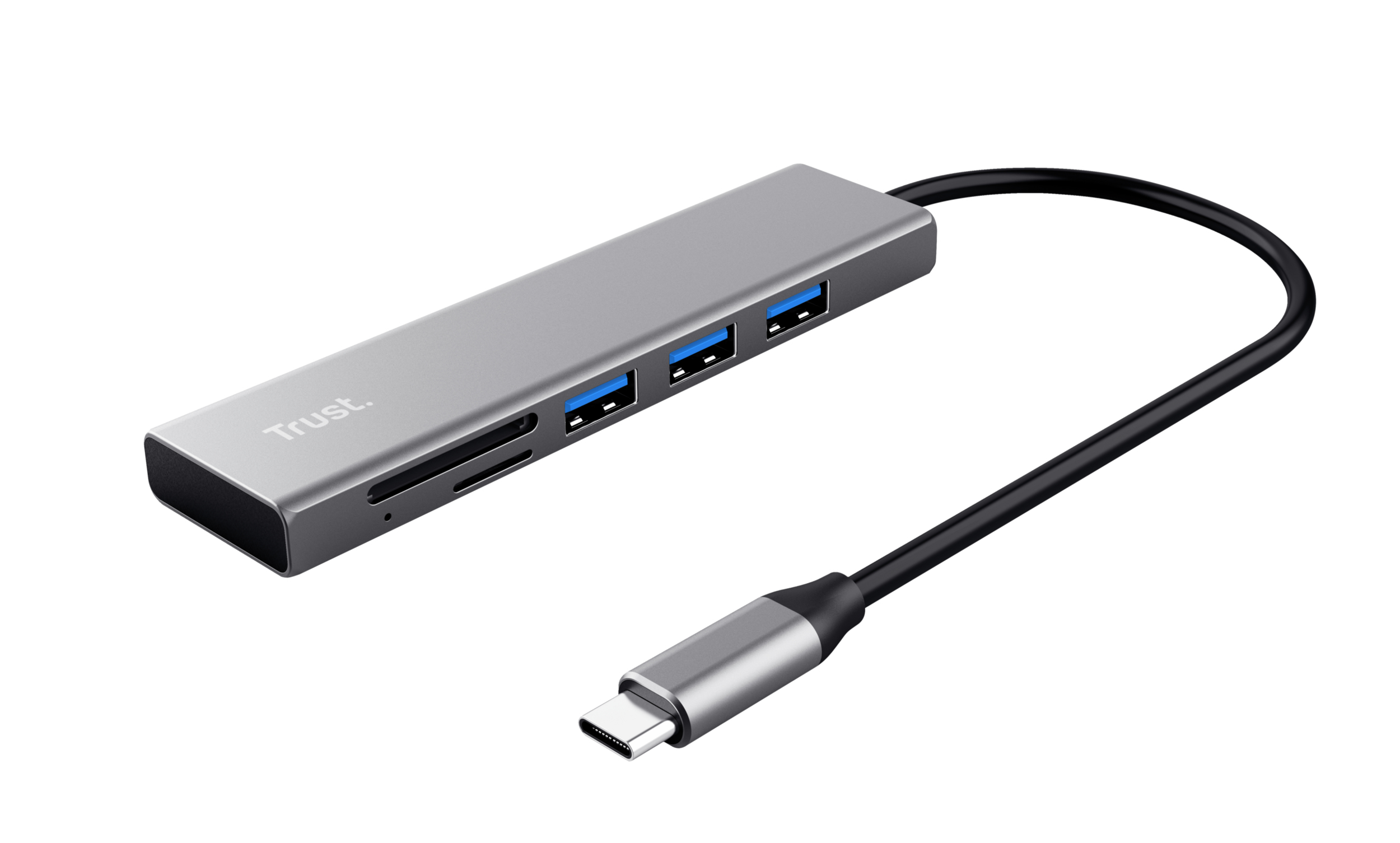 Trust Halyx Schneller USB-C-Hub und Kartenlesegerät - Silber