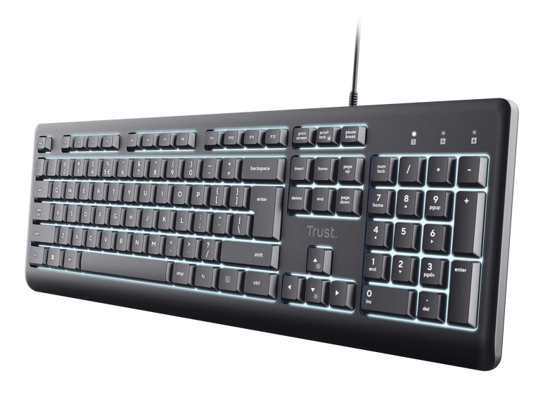 Trust Primo beleuchtete kabelgebundene Tastatur - QWERTZ DE - schwarz
