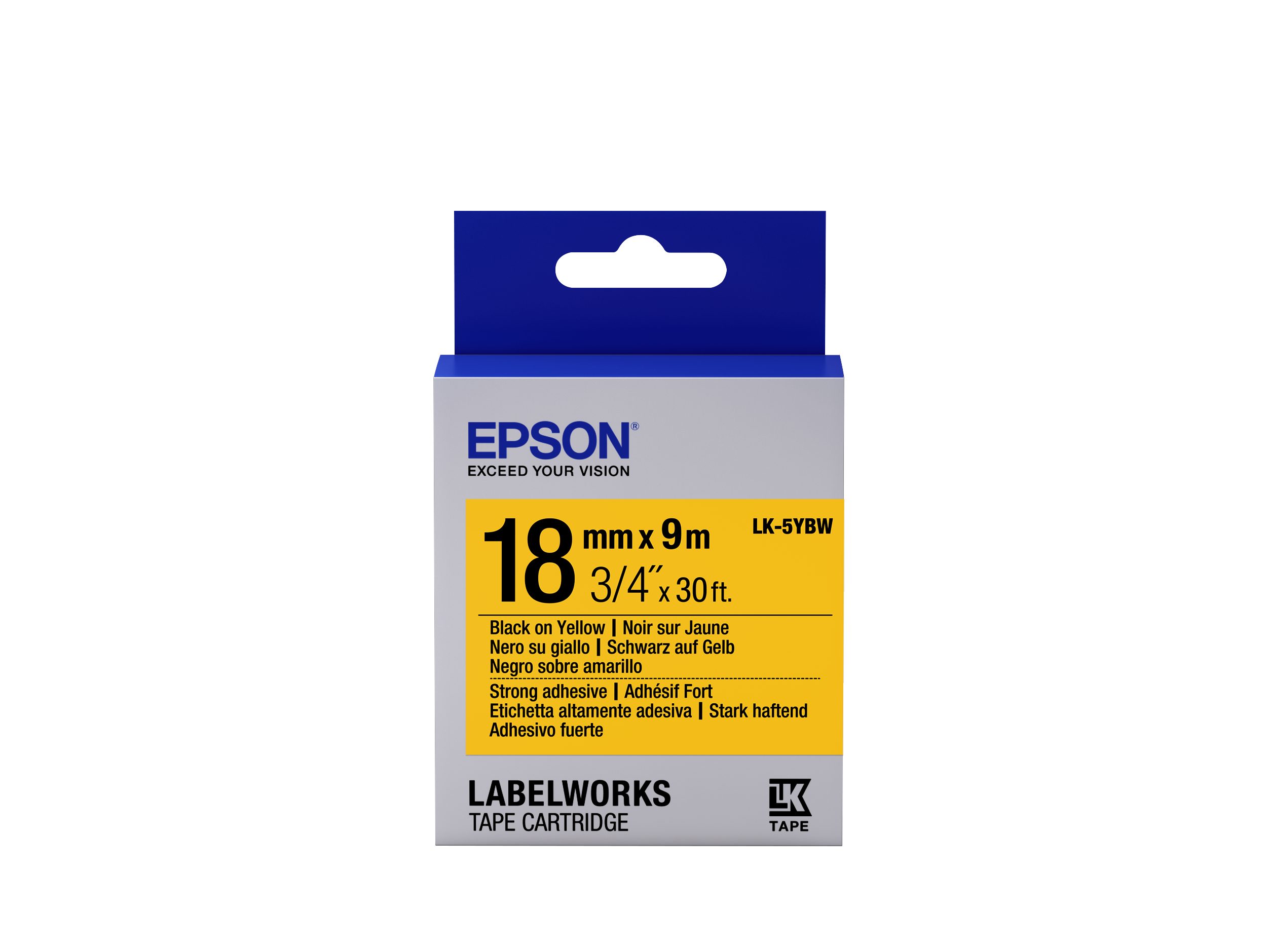 Epson LabelWorks LK-5YBW - Etikettenband - Schwarz auf Gelb - Rolle (1,8 cm x 9 m) 1 Rolle(n) - für LabelWorks LW-1000P, LW-400, LW-400L, LW-400VP, LW-600P, LW-700, LW-900P, LW-Z900FK