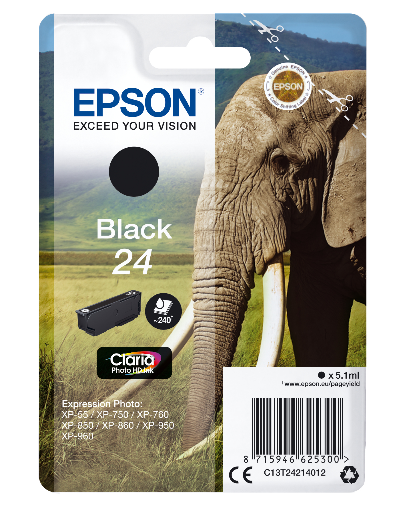 Epson Ink/24 Elephant 5.1ml BK SEC (C13T24214022)