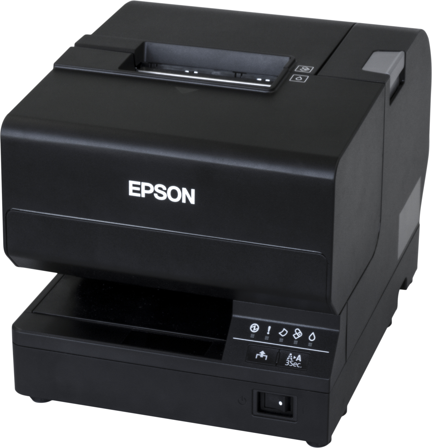 Epson TM-J7200, USB, Ethernet, Cutter, ASF, schwarz Mehrstationen-Drucker, Tintenstrahl, Druckbreite (max.): 72mm, 98mm/Sek., USB (2.0), Ethernet, Kassenladenanschluss, Cutter, Einzelblatteinzug (Druckbreite (max.): 81,3mm), inkl.: Kabel (USB), Netzt