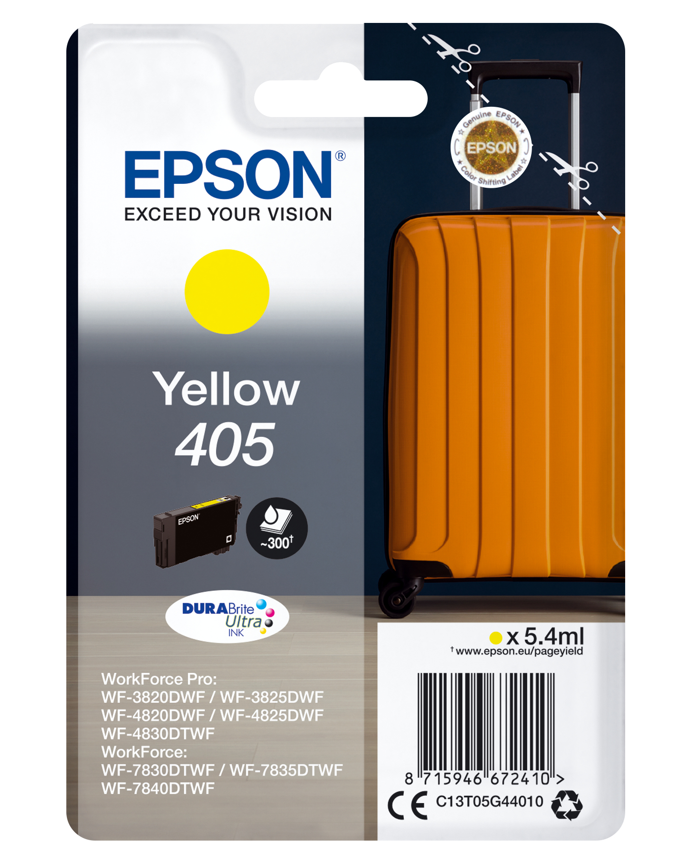 Epson 405 - Original - Tinte auf Pigmentbasis - Gelb - Epson - Einzelpackung - WorkForce WF-7830 - 7835 - 7840 - WorkForce Pro WF-3820 - 3825 - 4820 - 4825 - 4830 (C13T05G44020)