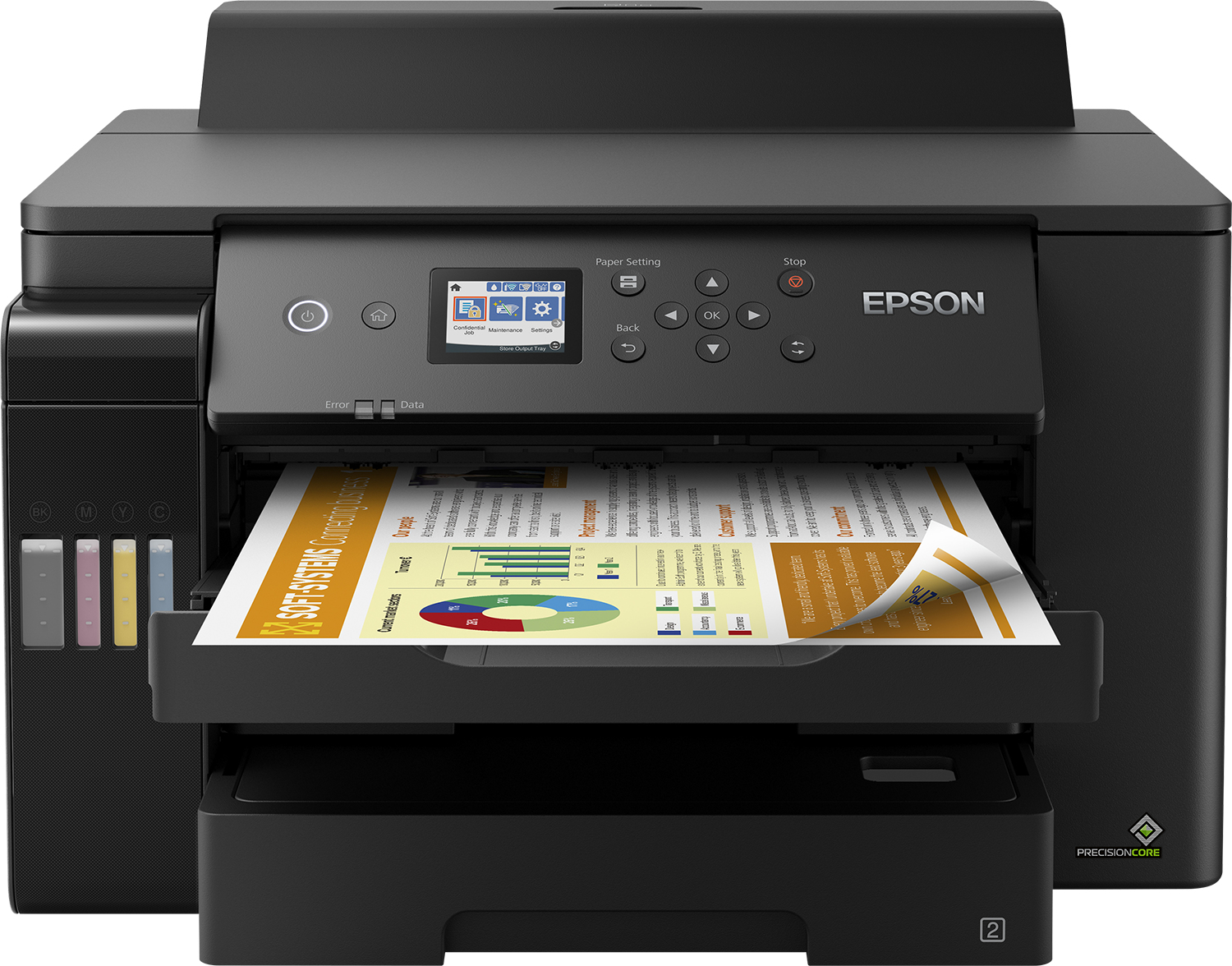 Epson EcoTank ET-16150 - Drucker - Farbe - Duplex - Tintenstrahl - A3 - 4800 x 1200 dpi - bis zu 25 Seiten/Min. (einfarbig)/bis zu 25 Seiten/Min. (Farbe) - Kapazität: 550 Blätter - USB, LAN, Wi-Fi - Schwarz (C11CJ04401)