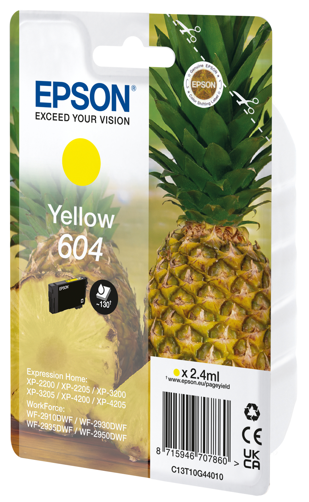 Epson 604 Singlepack - 2,4 ml - Gelb - original - Blister mit RF- / aktustischem Alarmsignal - Tintenpatrone (C13T10G44020)