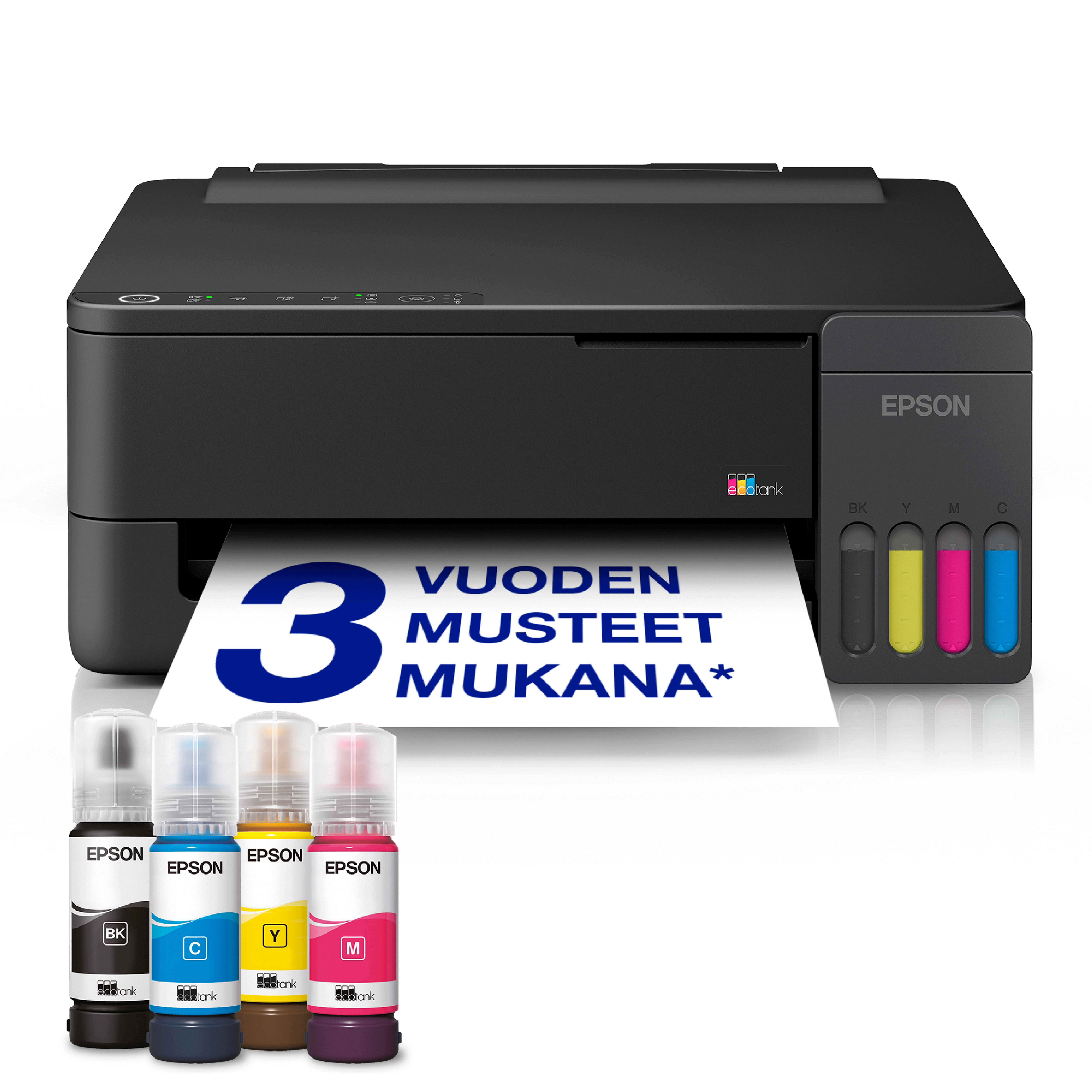 Epson EcoTank ET-1910 - Multifunktionsdrucker - Farbe - Tintenstrahl - ITS - A4 (210 x 297 mm), Legal (216 x 356 mm) (Original) - A4/Legal (Medien) - bis zu 11 Seiten/Min. (Drucken) - 100 Blatt - Wi-Fi(n), USB - Schwarz (C11CL65402)