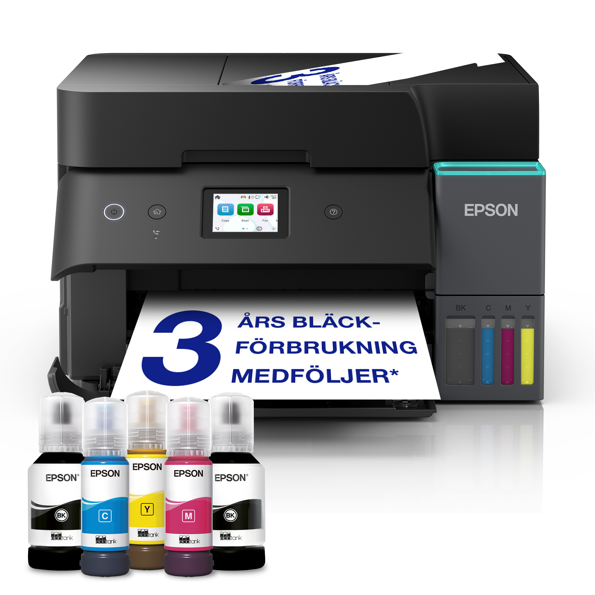 Epson EcoTank ET-4951, Schwarz Multifunktionsdrucker (Tintenstrahldrucker, Scanner, Kopierer, WLAN, USB, Bluetooth, AirPrint, Duplex)